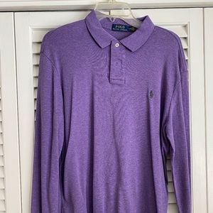 Polo by Ralph Lauren Polo Shirt, Long Sleeves, Soft Cotton, Purple,  Size Large